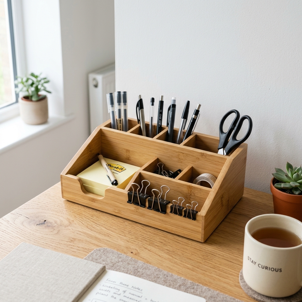 Desk organization guide and product from Home Office Edit