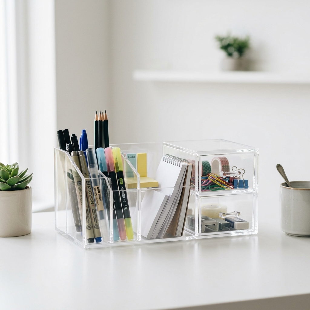 Desk organization guide and product from Home Office Edit