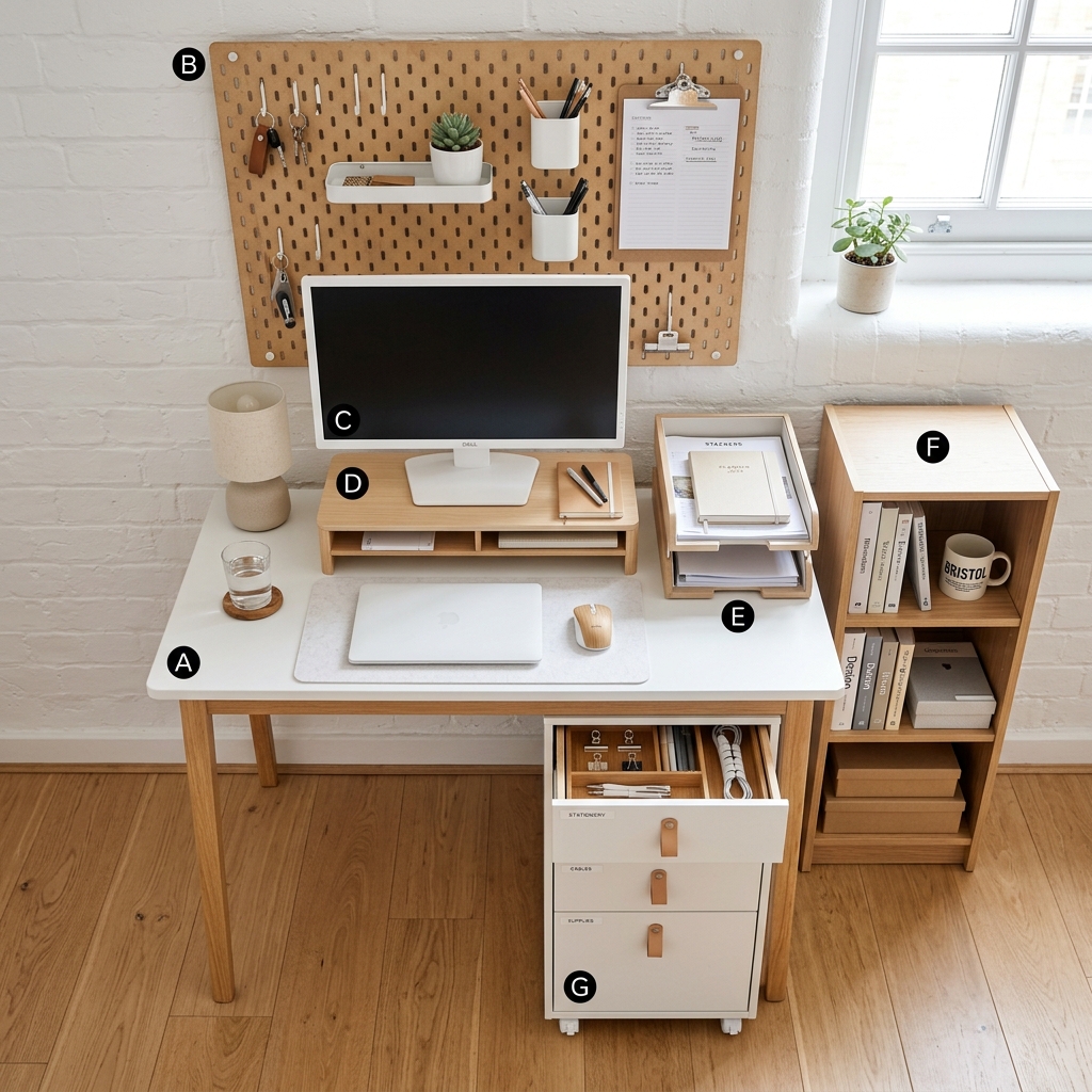 Minimal desk setup guide from Home Office Edit