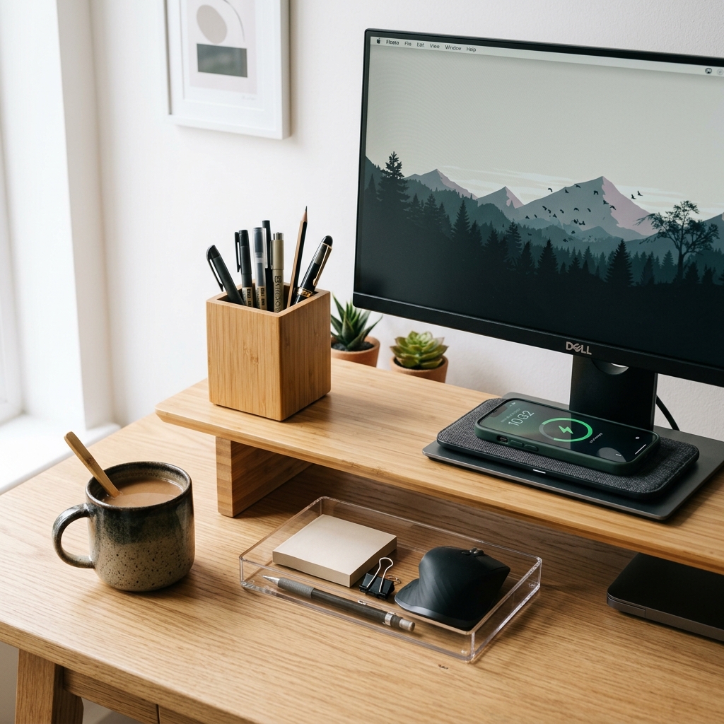 Minimal desk setup guide from Home Office Edit